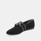 BAYLEE WIDE BALLET FLATS ONYX PERFORATED SUEDE