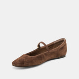 REYES BALLET FLATS DK BROWN SUEDE