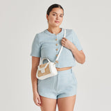 TROPEZ CROSSBODY WHITE NATURAL CANE
