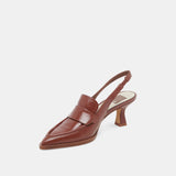 ADELE HEELS BROWN CRINKLE PATENT LEATHER