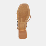 BRINN SANDALS BLACK NATURAL RAFFIA