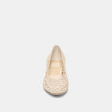 LULA HEELS IVORY MULTI WOVEN RAFFIA