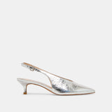 ALENNA HEELS SILVER DISTRESSED LEATHER