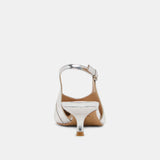 ALENNA HEELS SILVER DISTRESSED LEATHER