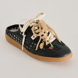 NOTICE SLIDE SNEAKERS BLACK WOVEN + GOLD CHARM BUNDLE
