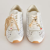 DANIE SNEAKERS WHITE LEATHER + GOLD BOW CHARM BUNDLE