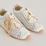 DANIE SNEAKERS WHITE LEATHER + GOLD BOW CHARM BUNDLE