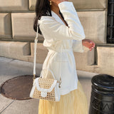 TROPEZ CROSSBODY WHITE NATURAL CANE